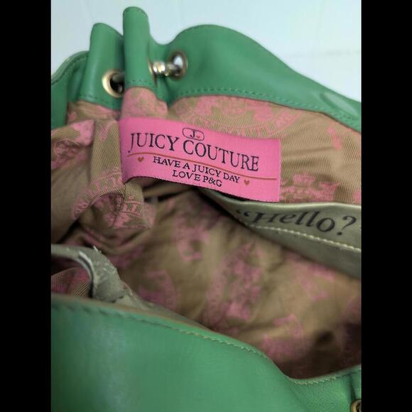 💚 Juicy Couture Green Leather Slouch Bag – Y2K Style - Picture 6 of 9